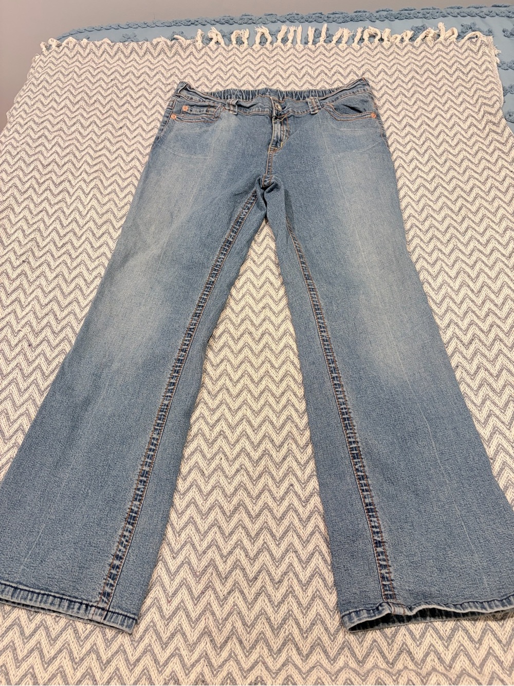 Y2K Maternity Flare Jeans Medium Wash Elastic Waist Size M
